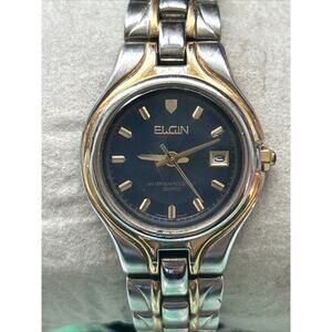 Elgin Two Tone Navy Blue Dial Women’s Quartz Watch